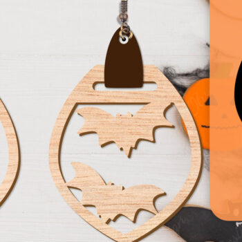 Intra απο ξύλο plywood 3mm-4mm πάχος - Αποκριάτικα σκουλαρίκια με λέιζερ Δίασταση 3x3 cm INTRAFABR-104543164 - Image 9