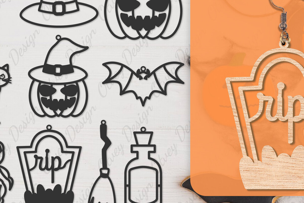 Intra απο ξύλο plywood 3mm-4mm πάχος - Αποκριάτικα σκουλαρίκια με λέιζερ Δίασταση 3x3 cm INTRAFABR-104543142