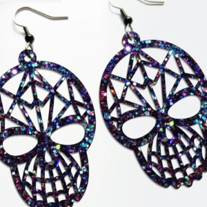 Intra απο ξύλο plywood 3mm-4mm πάχος - Αποκριάτικα σκουλαρίκια . Skull Silhouette Δίασταση 3x3 cm INTRAFABR-75435576