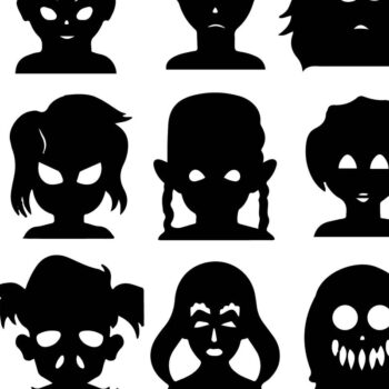 Intra απο ξύλο plywood 3mm-4mm πάχος - Πακέτο  Silhouette Halloween Faces Δίασταση 15x15 cm INTRAFABR-78782182 - Image 1