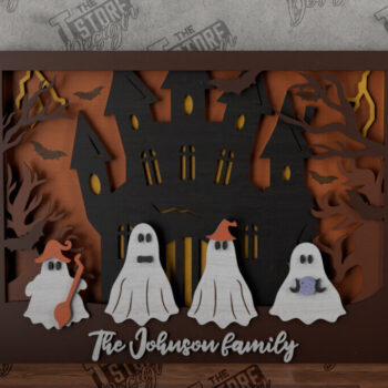 Intra απο ξύλο plywood 3mm-4mm πάχος - Halloween Family Sign|3D Halloween Scene Δίασταση 15x15 cm INTRAFABR-104785826 - Image 1