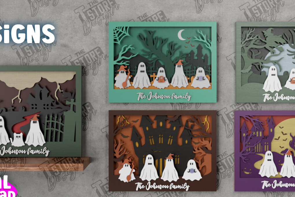 Intra απο ξύλο plywood 3mm-4mm πάχος - Πακέτο οικογενειακών πινακίδων αποκριών |  CNC Δίασταση 15x15 cm INTRAFABR-104786033