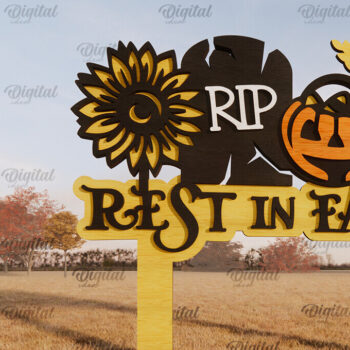 Intra απο ξύλο plywood 3mm-4mm πάχος - Αποκριάτικη φάρμα κήπου σημάδι LaserCut Δίασταση 15x15 cm INTRAFABR-106953810 - Image 1