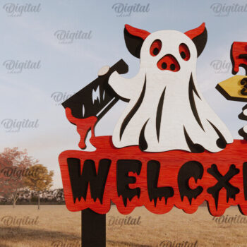 Intra απο ξύλο plywood 3mm-4mm πάχος - Αποκριάτικη φάρμα κήπου σημάδι LaserCut Δίασταση 15x15 cm INTRAFABR-106953288 - Image 1