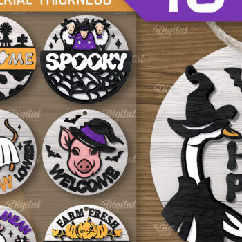 Intra απο ξύλο plywood 3mm-4mm πάχος - Δέσμη λέιζερ στρογγυλών πινακίδων αποκριάτικων αγροκτημάτων Δίασταση 15x15 cm INTRAFABR-106666503 - Image 1