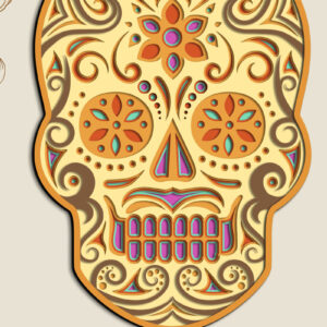 Intra απο ξύλο plywood 3mm-4mm πάχος - HALLOWEEN, FLORAL SKULL Layered Cut File Δίασταση 2x12 cm INTRAFABR-13506013