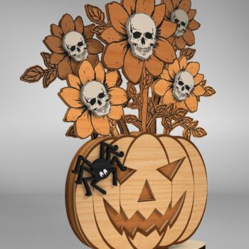 Intra απο ξύλο plywood 3mm-4mm πάχος - Επιτραπέζιο λουλούδια Halloween Cut Laser  Δίασταση 15x15 cm INTRAFABR-110181707 - Image 3