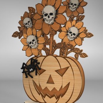 Intra απο ξύλο plywood 3mm-4mm πάχος - Επιτραπέζιο λουλούδια Halloween Cut Laser  Δίασταση 15x15 cm INTRAFABR-110181707 - Image 4