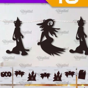Intra απο ξύλο plywood 3mm-4mm πάχος - Δέσμη κοπής με λέιζερ Halloween Garlands Δίασταση 15x15 cm INTRAFABR-106070025