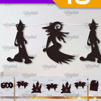 Intra απο ξύλο plywood 3mm-4mm πάχος - Δέσμη κοπής με λέιζερ Halloween Garlands Δίασταση 15x15 cm INTRAFABR-106070025 - Image 1