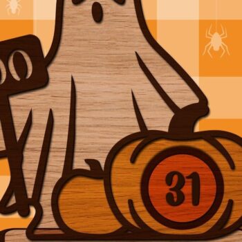 Intra απο ξύλο plywood 3mm-4mm πάχος - Απο αντίστροφη μέτρηση φάντασμα αποκριών Δίασταση 15x15 cm INTRAFABR-104189095 - Image 1