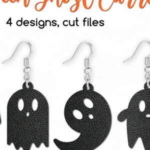 Intra απο ξύλο plywood 3mm-4mm πάχος - Αποκριάτικα σκουλαρίκια Ghost  Cut Files Δίασταση 3x3 cm INTRAFABR-107773765