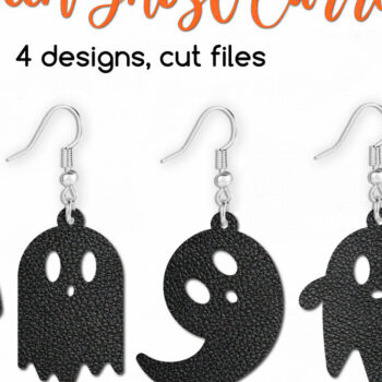 Intra απο ξύλο plywood 3mm-4mm πάχος - Αποκριάτικα σκουλαρίκια Ghost  Cut Files Δίασταση 3x3 cm INTRAFABR-107773765 - Image 1