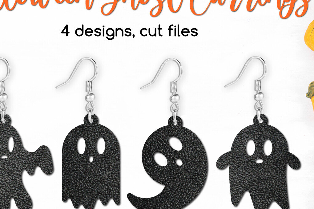 Intra απο ξύλο plywood 3mm-4mm πάχος - Αποκριάτικα σκουλαρίκια Ghost  Cut Files Δίασταση 3x3 cm INTRAFABR-107773765