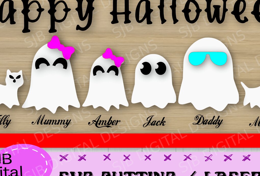 Intra απο ξύλο plywood 3mm-4mm πάχος - Σήμα οικογένειας αποκριάτικων φάντασμα, πολυεπίπεδο, Δίασταση 15x15 cm INTRAFABR-39046454