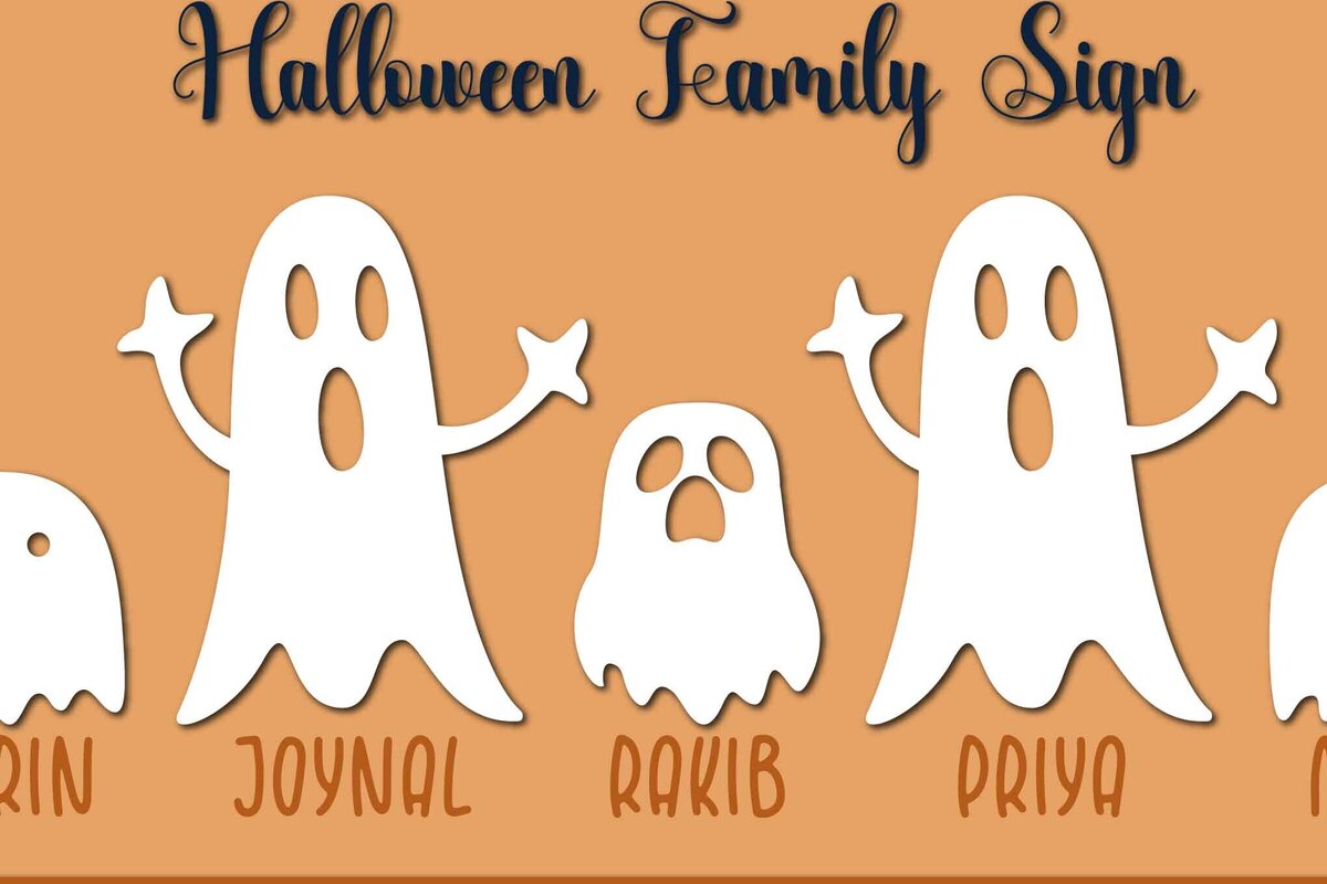 Intra απο ξύλο plywood 3mm-4mm πάχος - Halloween Ghost Family  Δίασταση 15x15 cm INTRAFABR-78689010