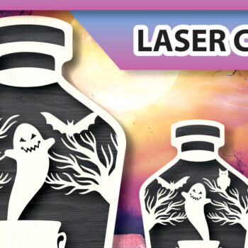 Intra απο ξύλο plywood 3mm-4mm πάχος - Halloween Ghost in Jar Laser Cut Δίασταση 15x15 cm INTRAFABR-104487178 - Image 1