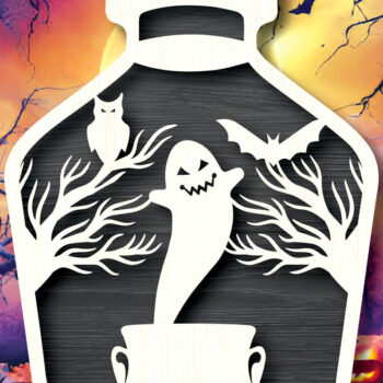 Intra απο ξύλο plywood 3mm-4mm πάχος - Halloween Ghost in Jar Laser Cut Δίασταση 15x15 cm INTRAFABR-104487178 - Image 2