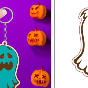 Intra απο ξύλο plywood 3mm-4mm πάχος - με μπρελόκ Halloween Ghost Δίασταση 4x4 cm INTRAFABR-102519341 - Image 1