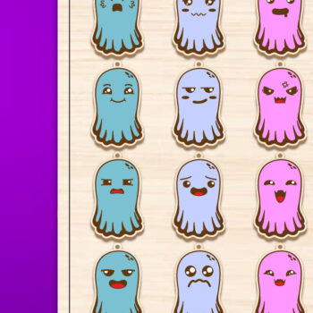 Intra απο ξύλο plywood 3mm-4mm πάχος - Πακέτο κοπής με μπρελόκ Halloween Ghost Δίασταση 4x4 cm INTRAFABR-102621921 - Image 1