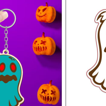 Intra απο ξύλο plywood 3mm-4mm πάχος - Πακέτο κοπής με μπρελόκ Halloween Ghost Δίασταση 4x4 cm INTRAFABR-102519429 - Image 11