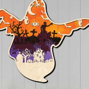 Intra απο ξύλο plywood 3mm-4mm πάχος - Αποκριάτικα στολίδια φαντασμάτων Αποκοπή αρχείων  Δίασταση 6x6 cm INTRAFABR-80802099 - Image 2