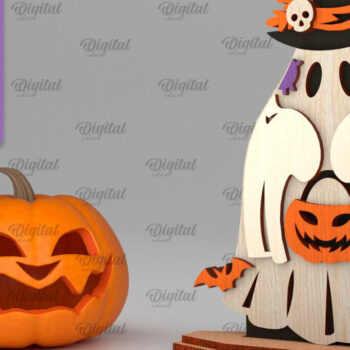 Intra απο ξύλο plywood 3mm-4mm πάχος - Halloween Ghost Stand Διακόσμηση με λέιζερ Δίασταση 15x15 cm INTRAFABR-105334241 - Image 1