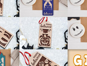 Intra απο ξύλο plywood 3mm-4mm πάχος - Πακέτο με ετικέτα δώρου αποκριών Δίασταση 15x15 cm INTRAFABR-79757495 - Image 1