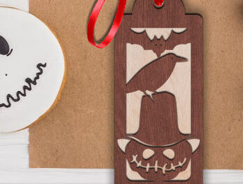 Intra απο ξύλο plywood 3mm-4mm πάχος - Πακέτο με ετικέτα δώρου αποκριών Δίασταση 15x15 cm INTRAFABR-79757495 - Image 2