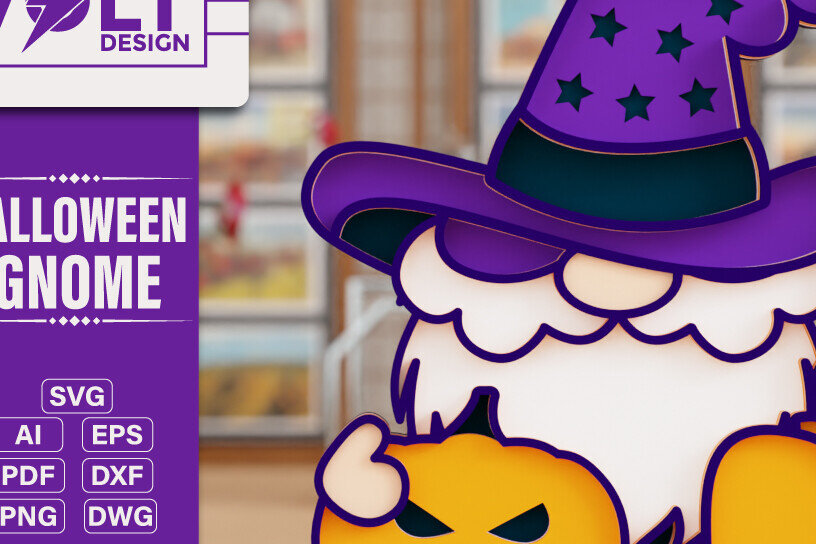 Intra απο ξύλο plywood 3mm-4mm πάχος - Halloween Gnome 3D  Πολυεπίπεδη κοπή Δίασταση 20x25 cm INTRAFABR-104827522