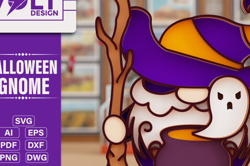 Intra απο ξύλο plywood 3mm-4mm πάχος - Halloween Gnome 3D  Πολυεπίπεδη κοπή Δίασταση 20x25 cm INTRAFABR-104832485