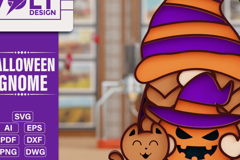 Intra απο ξύλο plywood 3mm-4mm πάχος - Halloween Gnome 3D  Πολυεπίπεδη κοπή Δίασταση 20x25 cm INTRAFABR-104885551