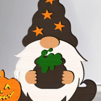 Intra απο ξύλο plywood 3mm-4mm πάχος - Διακοσμητικό κομμένο  Halloween Gnome Δίασταση 8x6 cm INTRAFABR-103561802 - Image 1