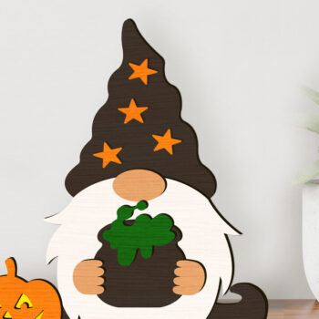 Intra απο ξύλο plywood 3mm-4mm πάχος - Διακοσμητικό κομμένο  Halloween Gnome Δίασταση 8x6 cm INTRAFABR-103561802 - Image 3