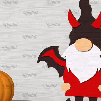 Intra απο ξύλο plywood 3mm-4mm πάχος - Διακόσμηση Halloween Gnome Laser Cut Δίασταση 15x15 cm INTRAFABR-104686218 - Image 1