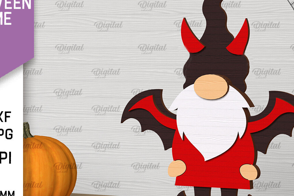 Intra απο ξύλο plywood 3mm-4mm πάχος - Διακόσμηση Halloween Gnome Laser Cut Δίασταση 15x15 cm INTRAFABR-104686218