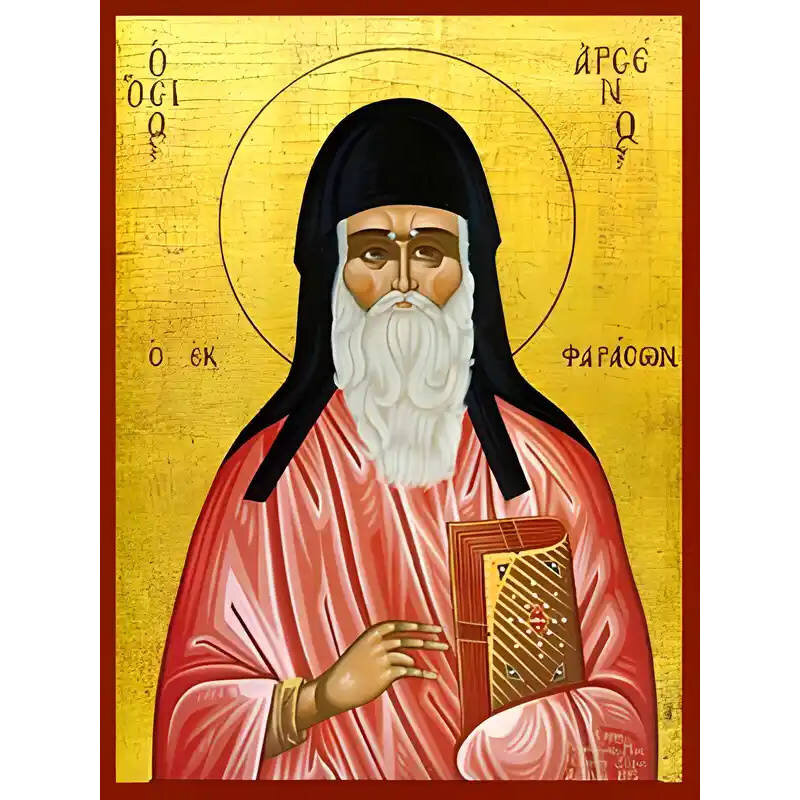 Εικόνα Ορθοδοξίας με περίγραμμα χρυσό σε ξύλο Φλαμουρίας  με  βάση Εικόνα ΑΓΙΟΣ ΑΡΣΕΝΙΟΣ ΚΑΠΠΑΔΟΚΙΑΣ Χειροποίητη Ελληνορθόδοξη εικόνα του Ιησού Χριστού, Κρεμαστή πλάκα βυζαντινής τέχνης, χριστιανική τέχνη Διάσταση 40x30 cm (10,2x7,9 ίντσες)  INTRAEK-1447757865004