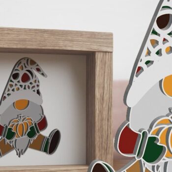 Intra απο ξύλο plywood 3mm-4mm πάχος - Halloween Gnome με κολοκύθα 3D Δίασταση 15x15 cm INTRAFABR-36519882 - Image 2