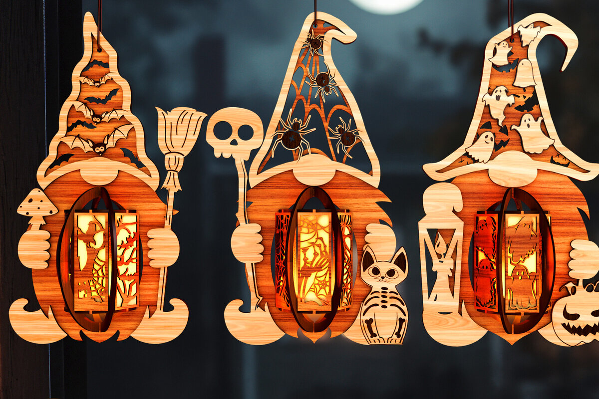 Intra απο ξύλο plywood 3mm-4mm πάχος - Πακέτο κεριών από Halloween Gnomes Δίασταση 2x4 cm INTRAFABR-107465977