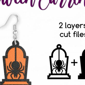 Intra απο ξύλο plywood 3mm-4mm πάχος - Halloween Gravestone Spider Earring Δίασταση 3x3 cm INTRAFABR-105247912 - Image 1