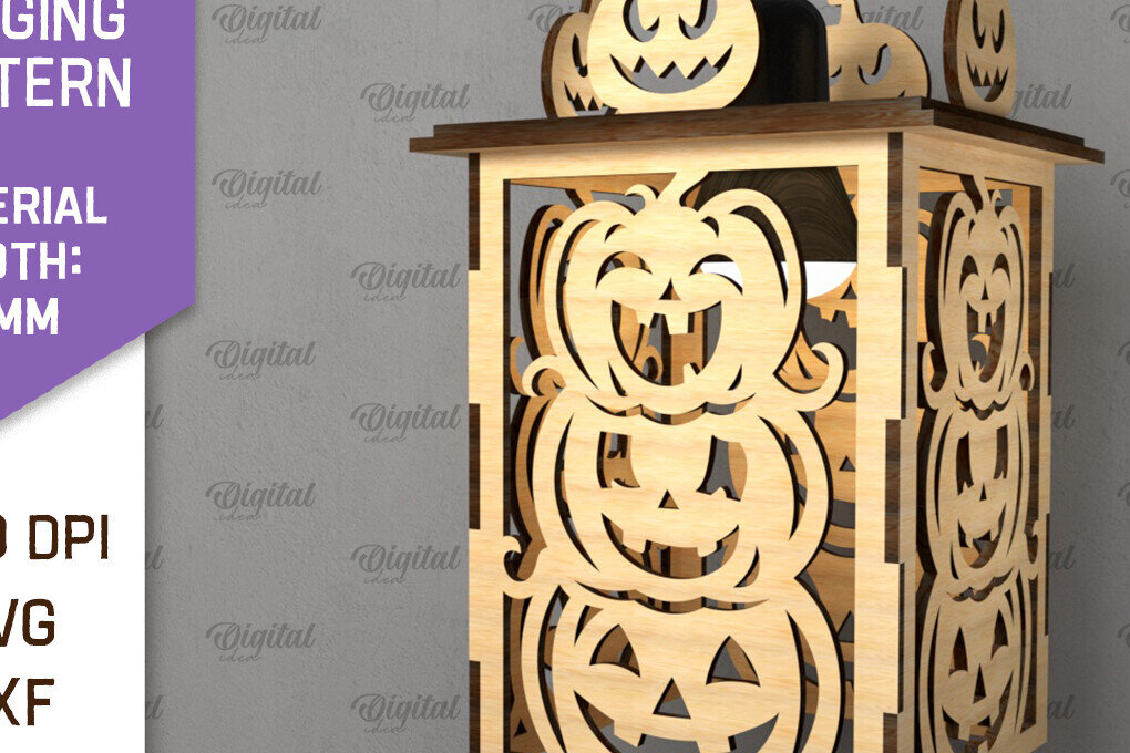 Intra απο ξύλο plywood 3mm-4mm πάχος - Αποκριάτικο Κρεμαστό Φανάρι με λέιζερ Δίασταση 15x15 cm INTRAFABR-104870159