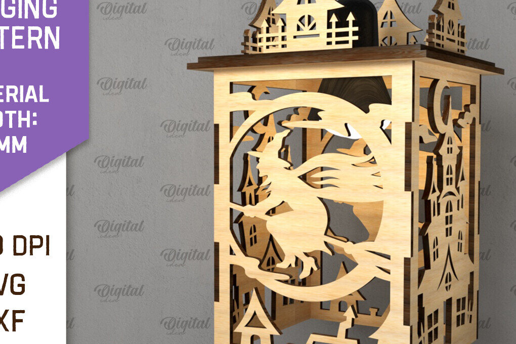 Intra απο ξύλο plywood 3mm-4mm πάχος - Αποκριάτικο Κρεμαστό Φανάρι με λέιζερ Δίασταση 15x15 cm INTRAFABR-104870177