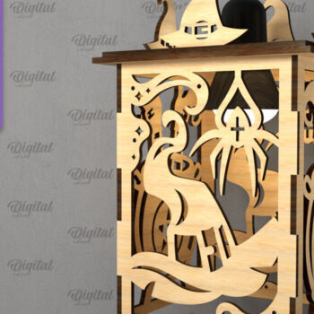 Intra απο ξύλο plywood 3mm-4mm πάχος - Αποκριάτικο Κρεμαστό Φανάρι με λέιζερ Δίασταση 15x15 cm INTRAFABR-104870250 - Image 1