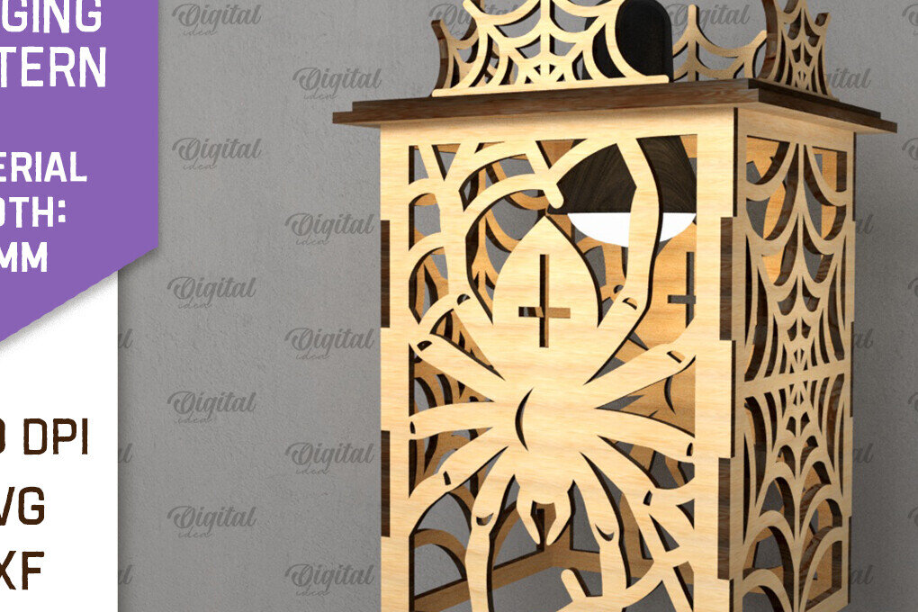 Intra απο ξύλο plywood 3mm-4mm πάχος - Αποκριάτικο Κρεμαστό Φανάρι με λέιζερ Δίασταση 15x15 cm INTRAFABR-104870115