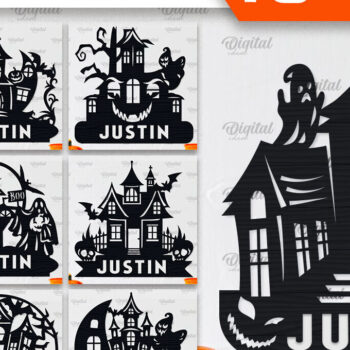 Intra απο ξύλο plywood 3mm-4mm πάχος - Πακέτο κοπής λέιζερ Haunted House Halloween Δίασταση 15x15 cm INTRAFABR-104234657 - Image 1