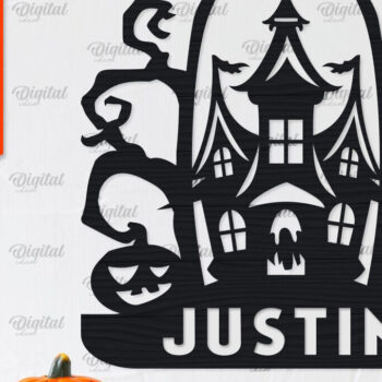 Intra απο ξύλο plywood 3mm-4mm πάχος - Πακέτο κοπής λέιζερ Haunted House Halloween Δίασταση 15x15 cm INTRAFABR-104234657 - Image 2