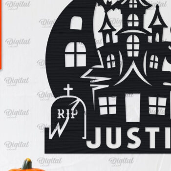 Intra απο ξύλο plywood 3mm-4mm πάχος - Πακέτο κοπής λέιζερ Haunted House Halloween Δίασταση 15x15 cm INTRAFABR-104234657 - Image 3