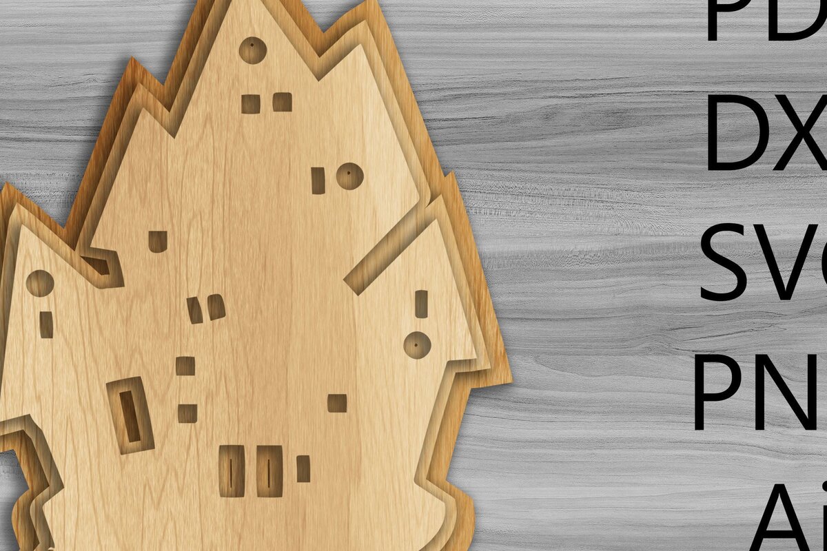Intra απο ξύλο plywood 3mm-4mm πάχος - Halloween Haunted House Laser/Κοπή ξύλου Δίασταση 15x15 cm INTRAFABR-36353728