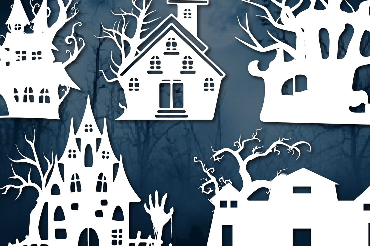 Intra απο ξύλο plywood 3mm-4mm πάχος - Πακέτο Halloween Haunted House  Δίασταση 15x15 cm INTRAFABR-77595742