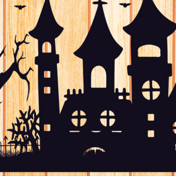 Intra απο ξύλο plywood 3mm-4mm πάχος - Halloween Haunted House Design 11 Δίασταση 15x15 cm INTRAFABR-125255947 - Image 2